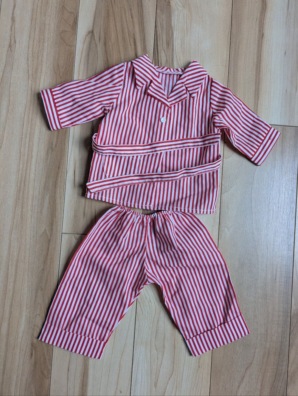 American Girl Doll Molly Pajamas 2pc Complete Set 18" Red & White Striped